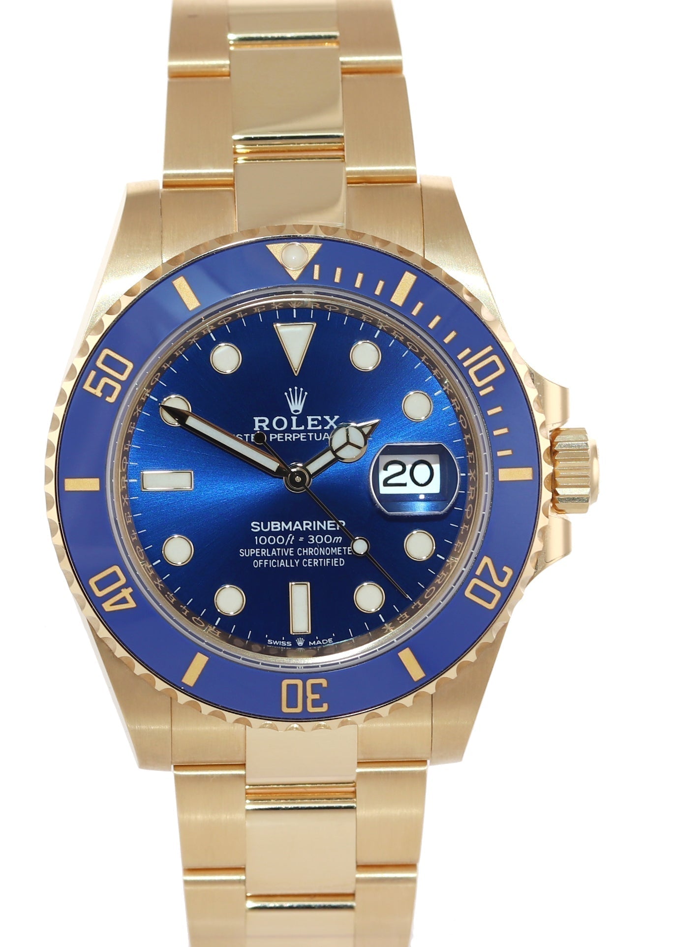 2022 NEW PAPERS Rolex Sunburst Blue Ceramic 126618 Yellow Gold Watch
