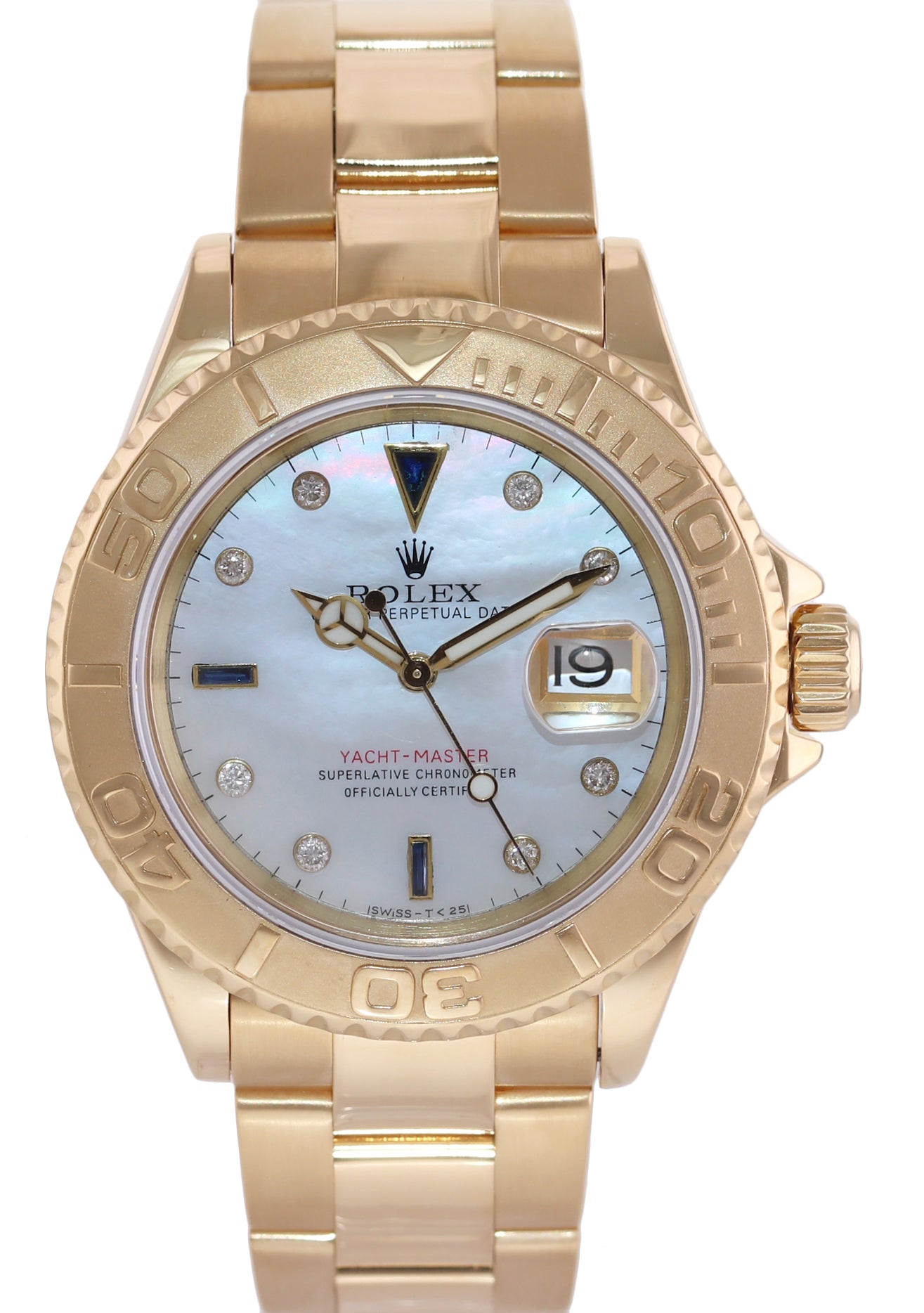 2000 MOP Mother of Pearl Serti Diamond Rolex Yacht-Master Yellow Gold 16628 Watch