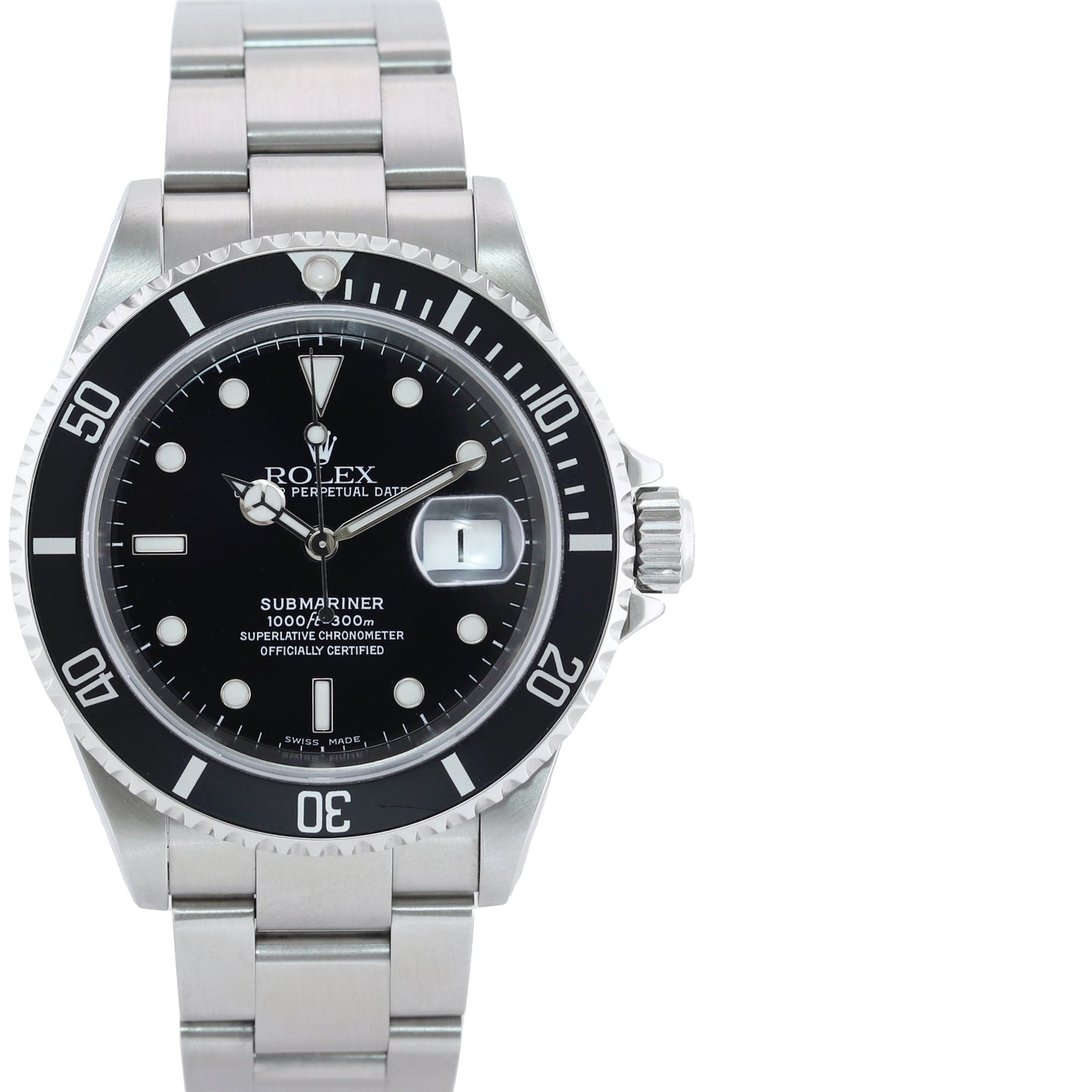 MINT 2000 PAPERS Rolex Submariner Date 16610 Steel Pre-Ceramic Black Watch