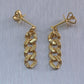 14k Yellow Gold 0.30ctw Diamond Cuban Link Chain Dangle Stud Earrings