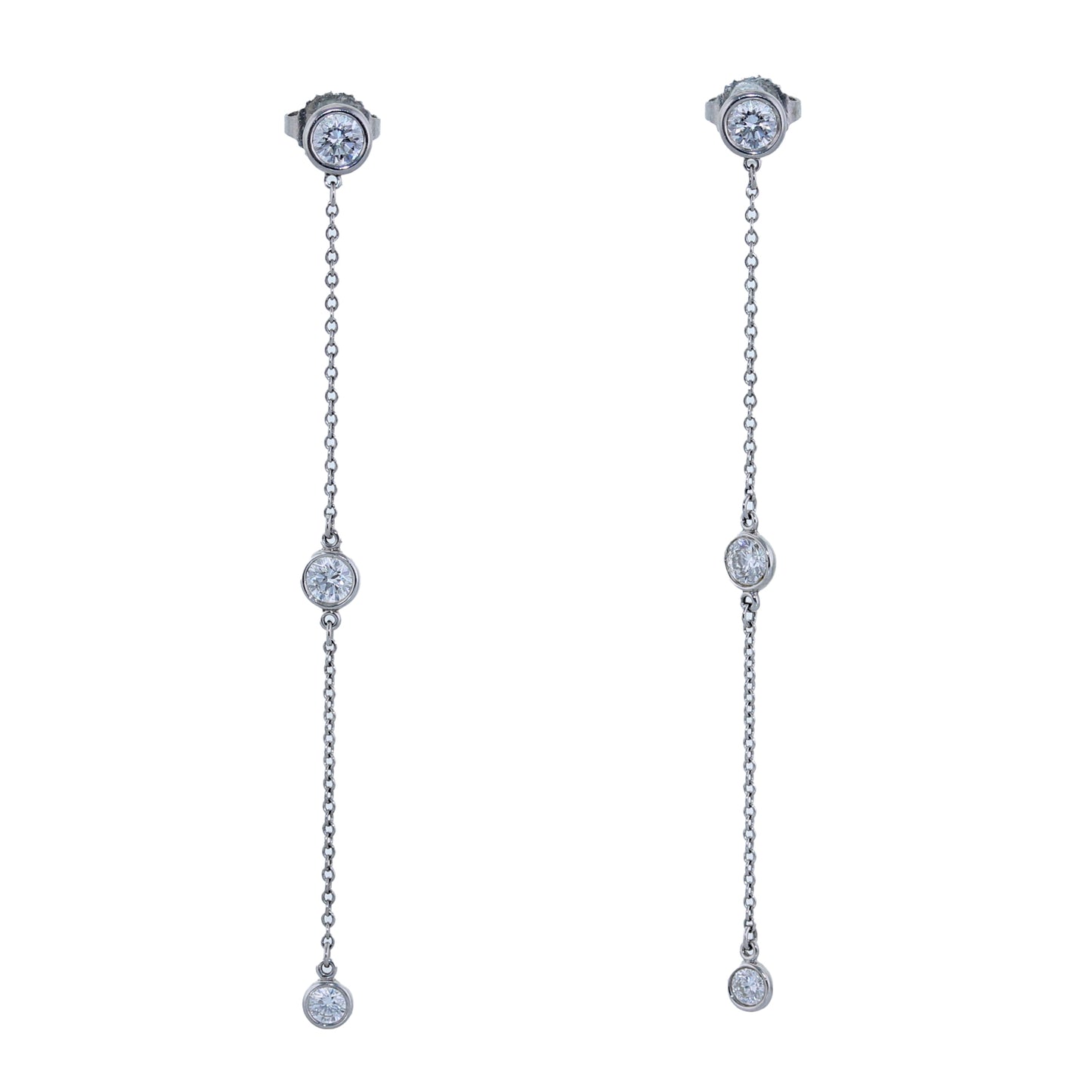 Tiffany & Co. Elsa Peretti Platinum 0.80ctw Diamonds By The Yard Drop Earrings