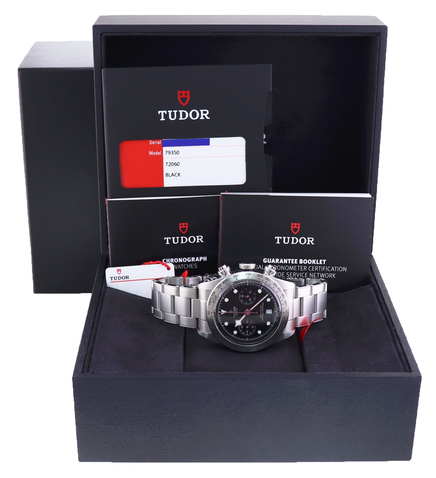 2017 MINT Tudor Heritage Black Bay Chronograph 79350 Black Dial Steel 41mm Watch