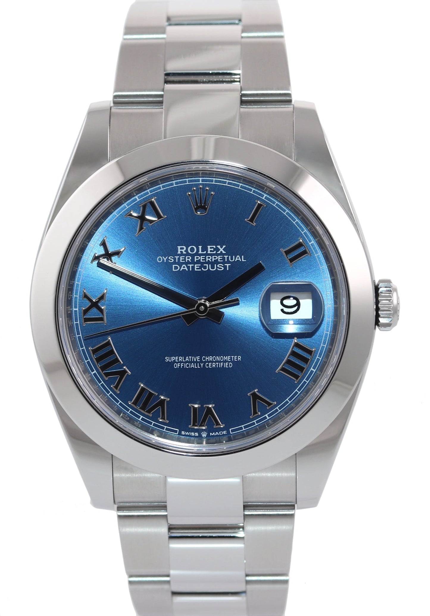 MINT 2022 Rolex DateJust 41 Steel 126300 Blue Roman Dial Oyster Watch Box