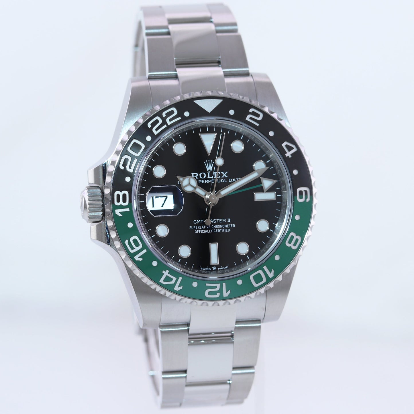 2023 NEW PAPERS Rolex GMT-Master II SPRITE Green Black Oyster Steel 126720 VTNR Watch