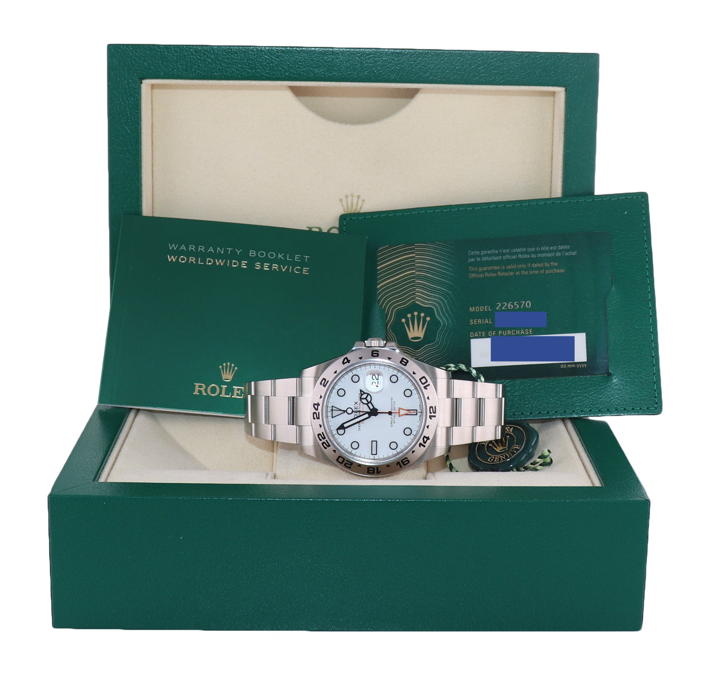 2022 NEW PAPERS Rolex Explorer II 42mm 226570 White Polar Steel Date Watch Box