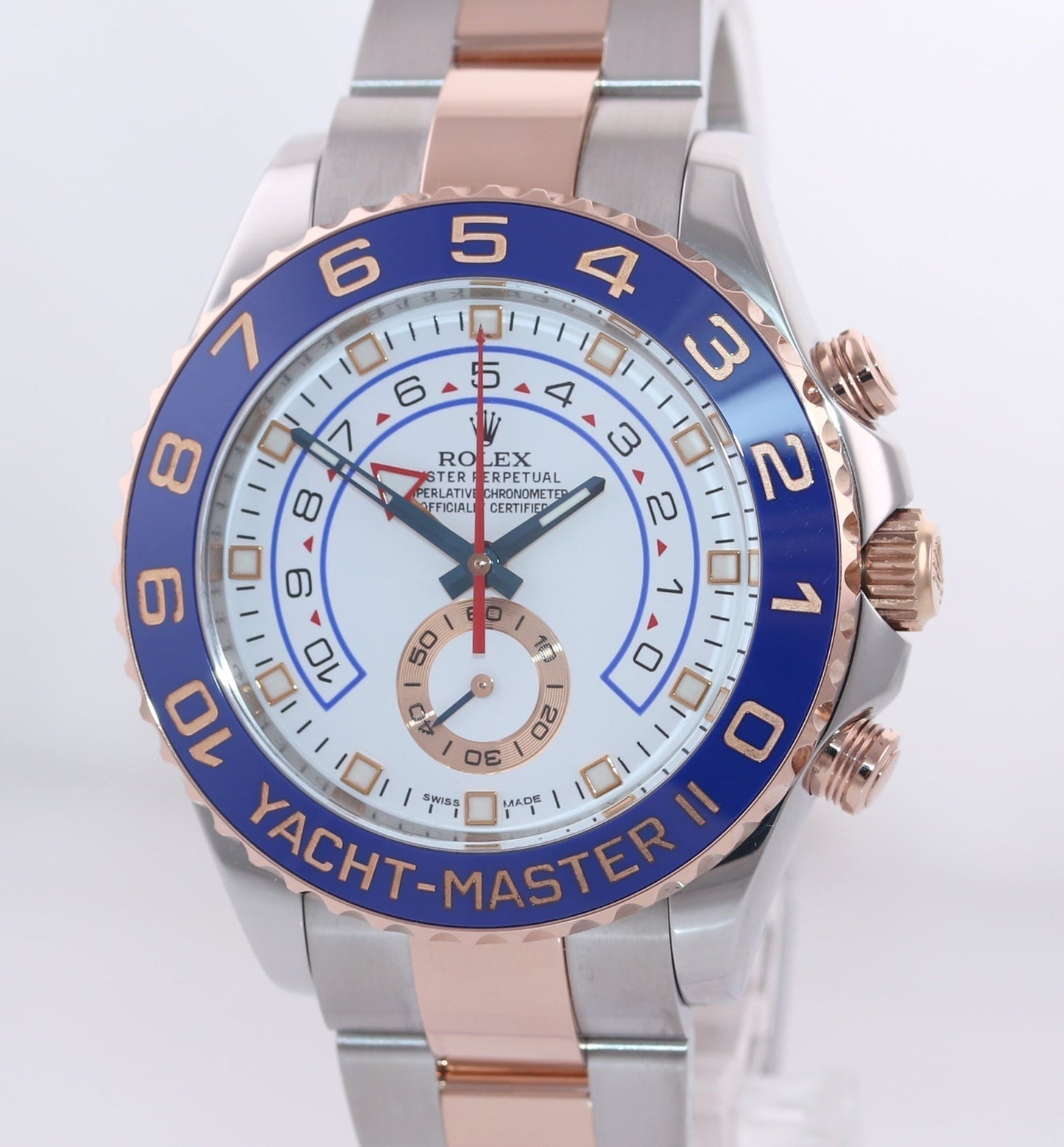 MINT 2017 Rolex Yacht-Master II 116681 Steel Everose Gold Blue hands 44mm Watch Box