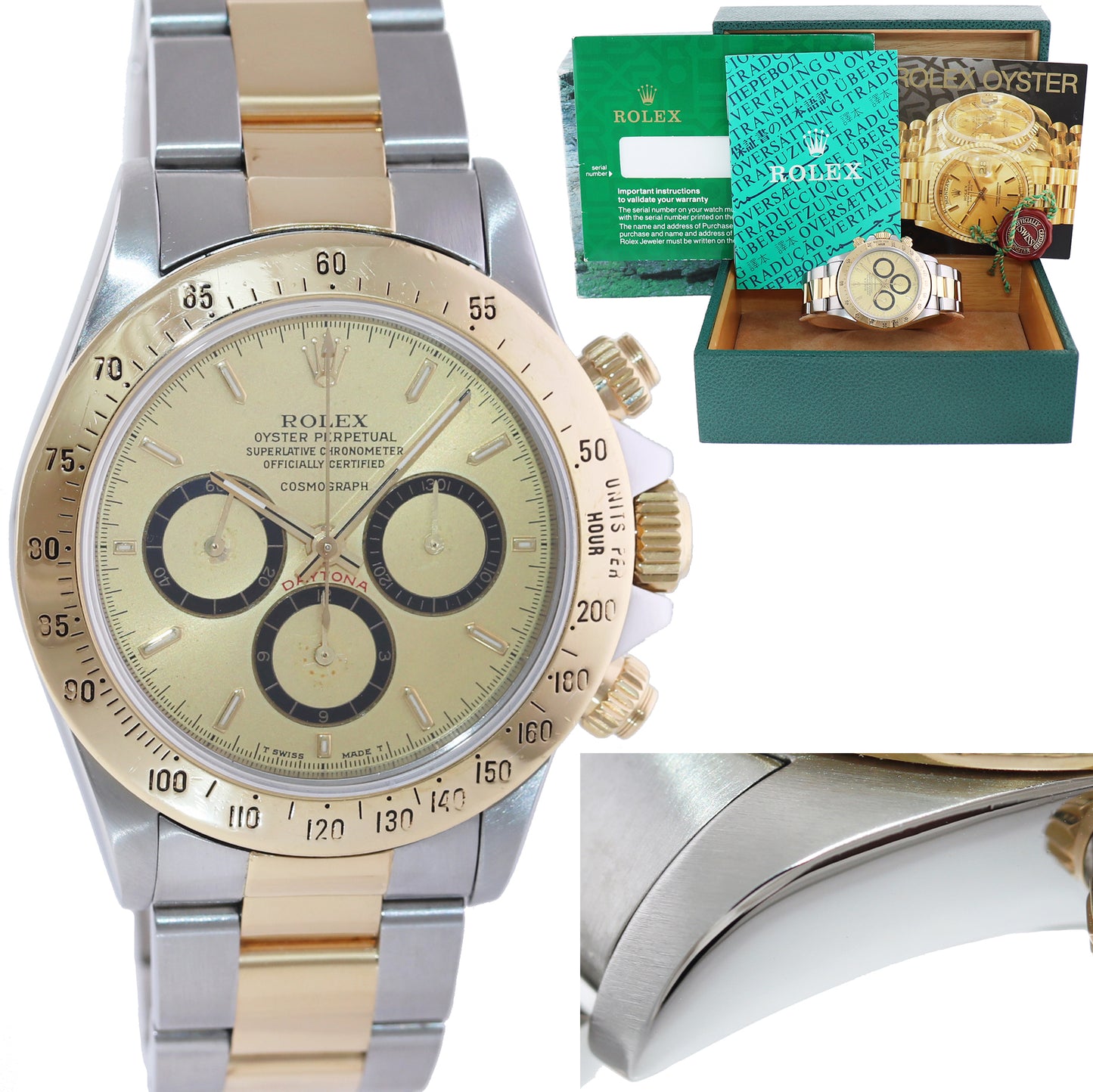 Rolex Daytona 16523 Zenith Floating Cosmograph Champagne Gold Two Tone Watch