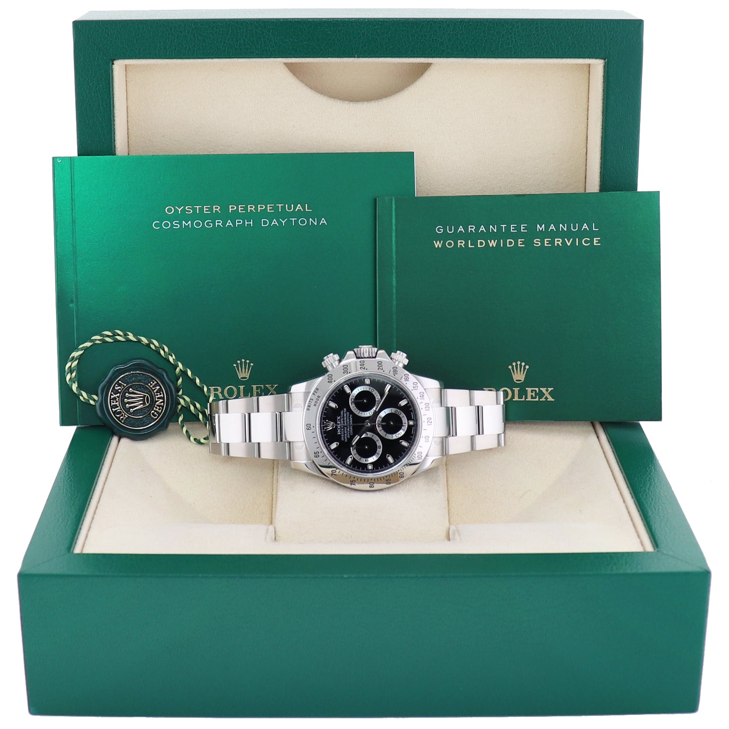 2012 STICKERS NEW Rolex Daytona 116520 Black Dial Steel Chronograph Watch Box
