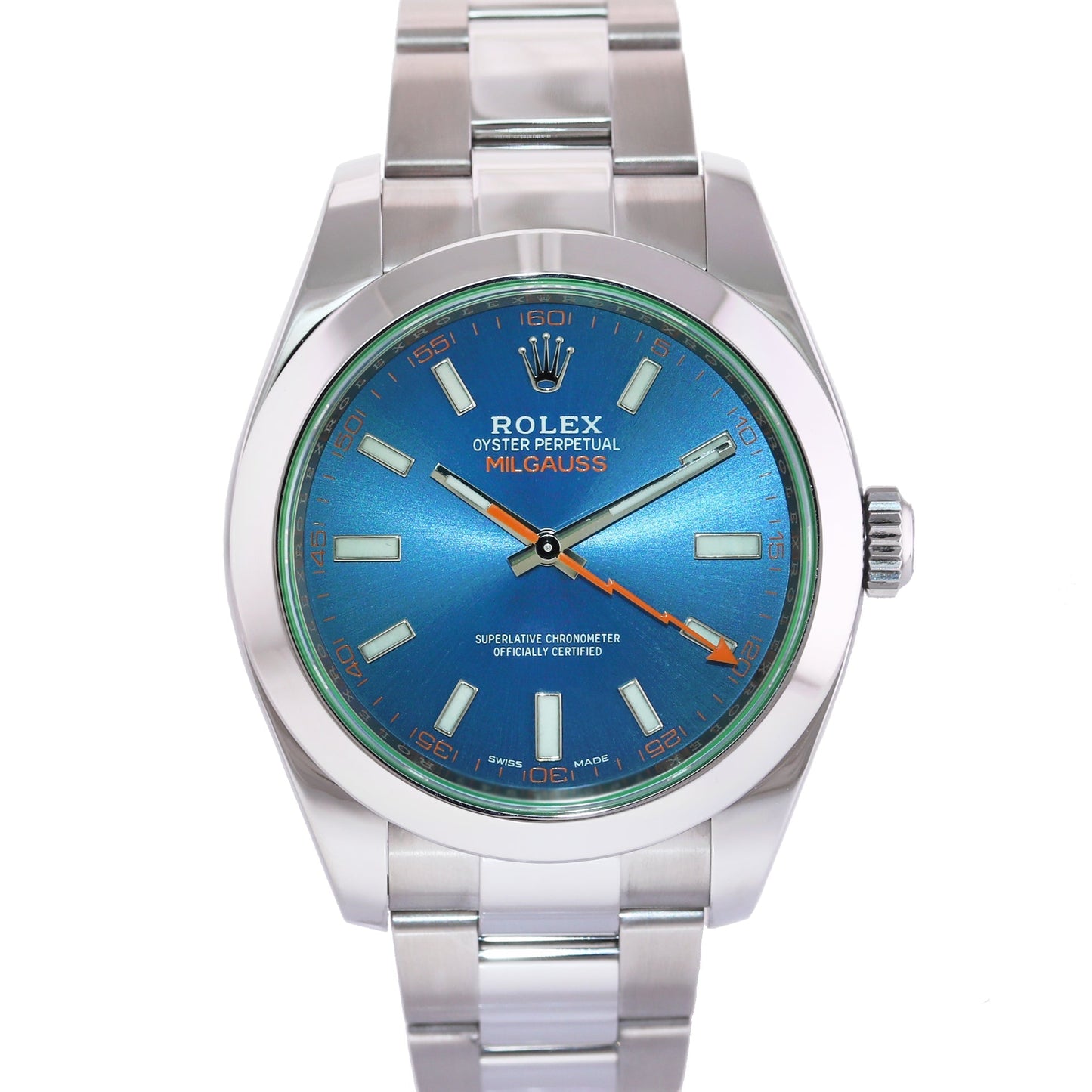 MINT 2018 PAPERS Rolex Milgauss Blue Dial Anniversary Green 116400GV Steel Watch Box