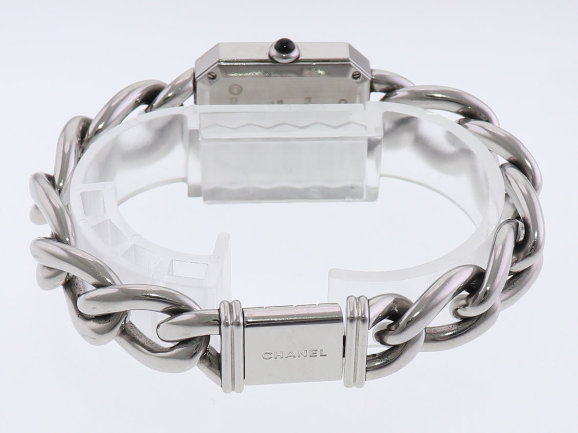 Chanel Premiere Gourmette Large Size H7020 26x20mm Steel and Diamond Quartz Chain Watch