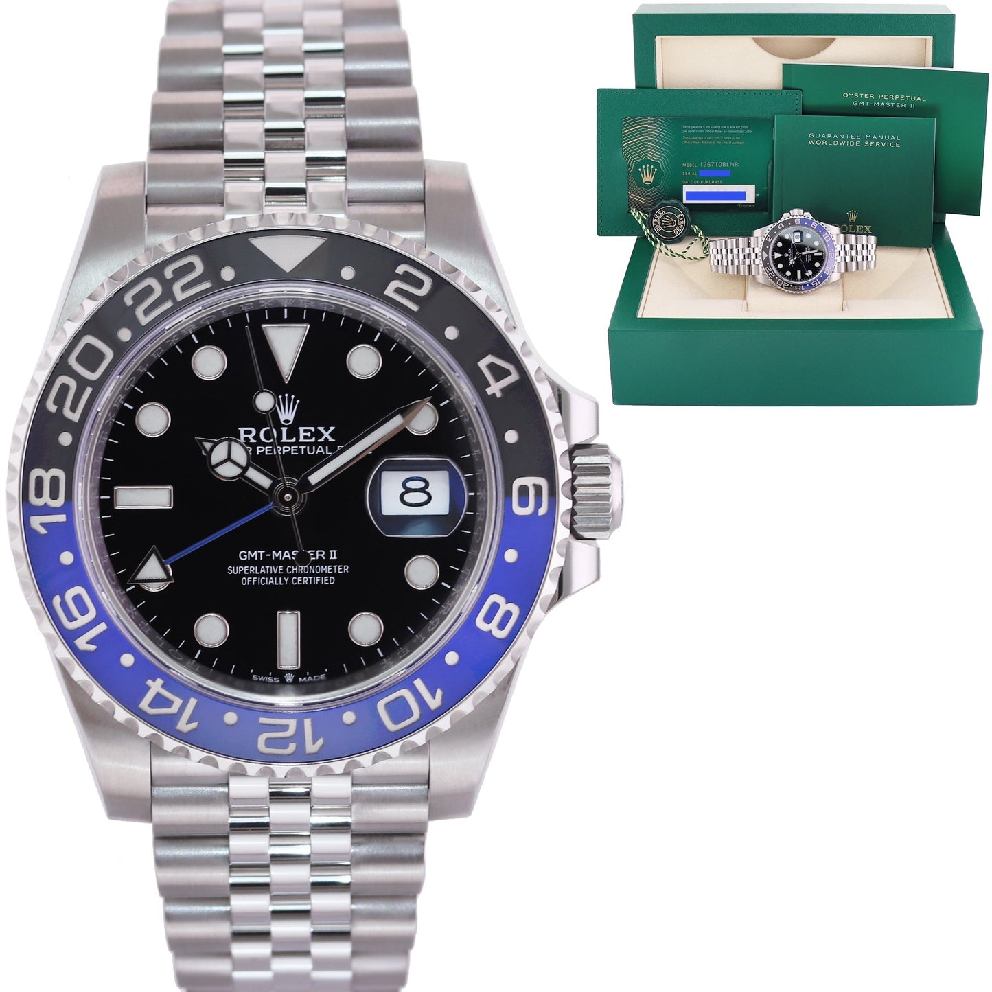 2020 NEW Papers Rolex GMT Master Batman Blue Jubilee Ceramic 126710 Watch Box