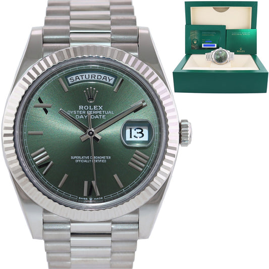 2023 NEW PAPERS Rolex Day Date 40 White Gold President GREEN 228239 Watch