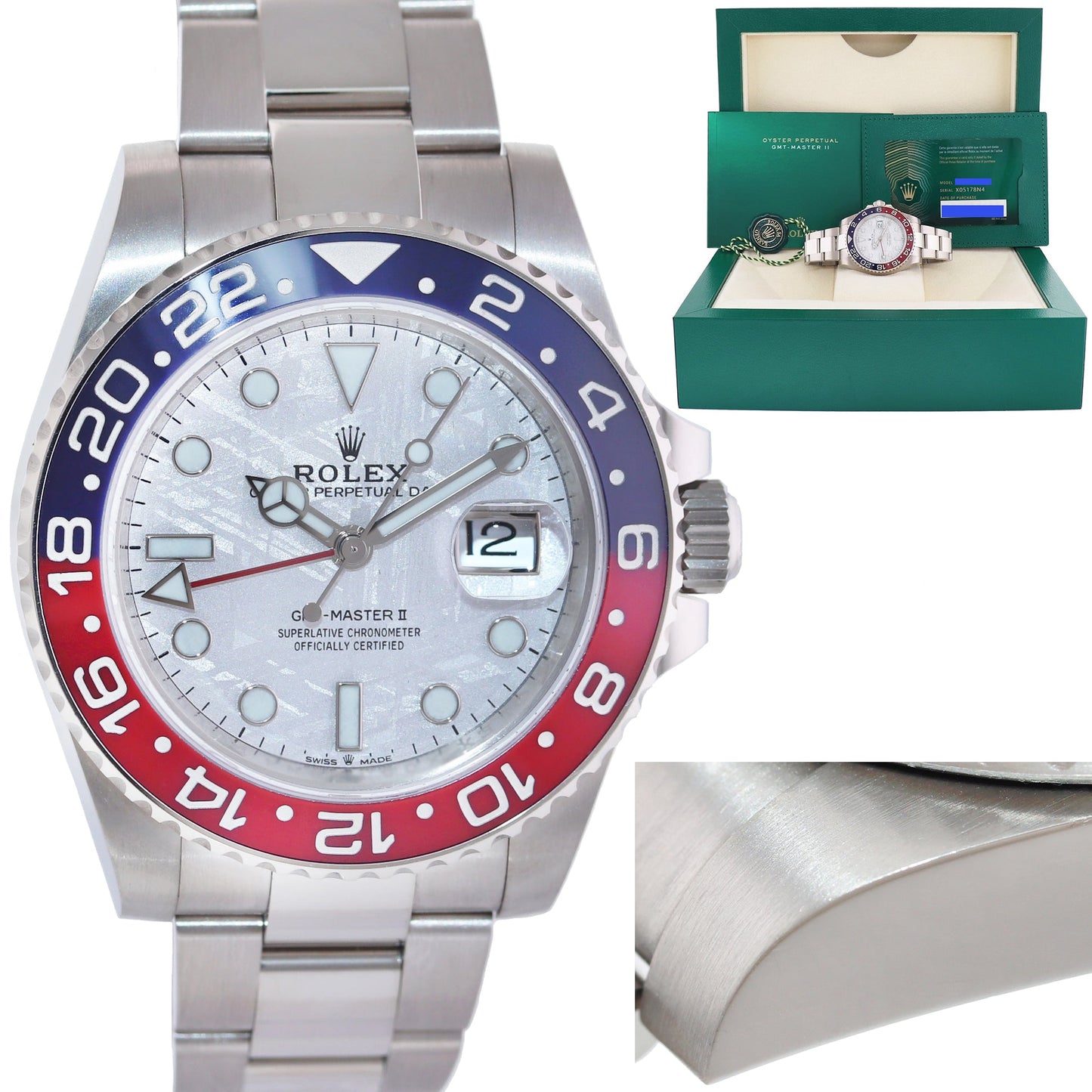 2022 NEW PAPERS Rolex GMT-Master II 126719 Pepsi METEORITE White Gold Watch Box