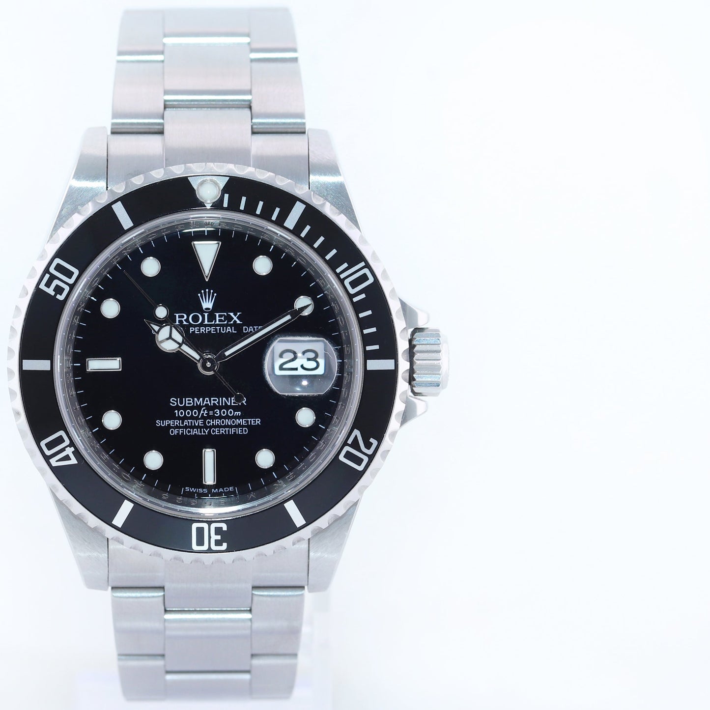 MINT PAPERS 2008 Rolex Submariner Date 16610 Steel Black Rehaut Watch Box
