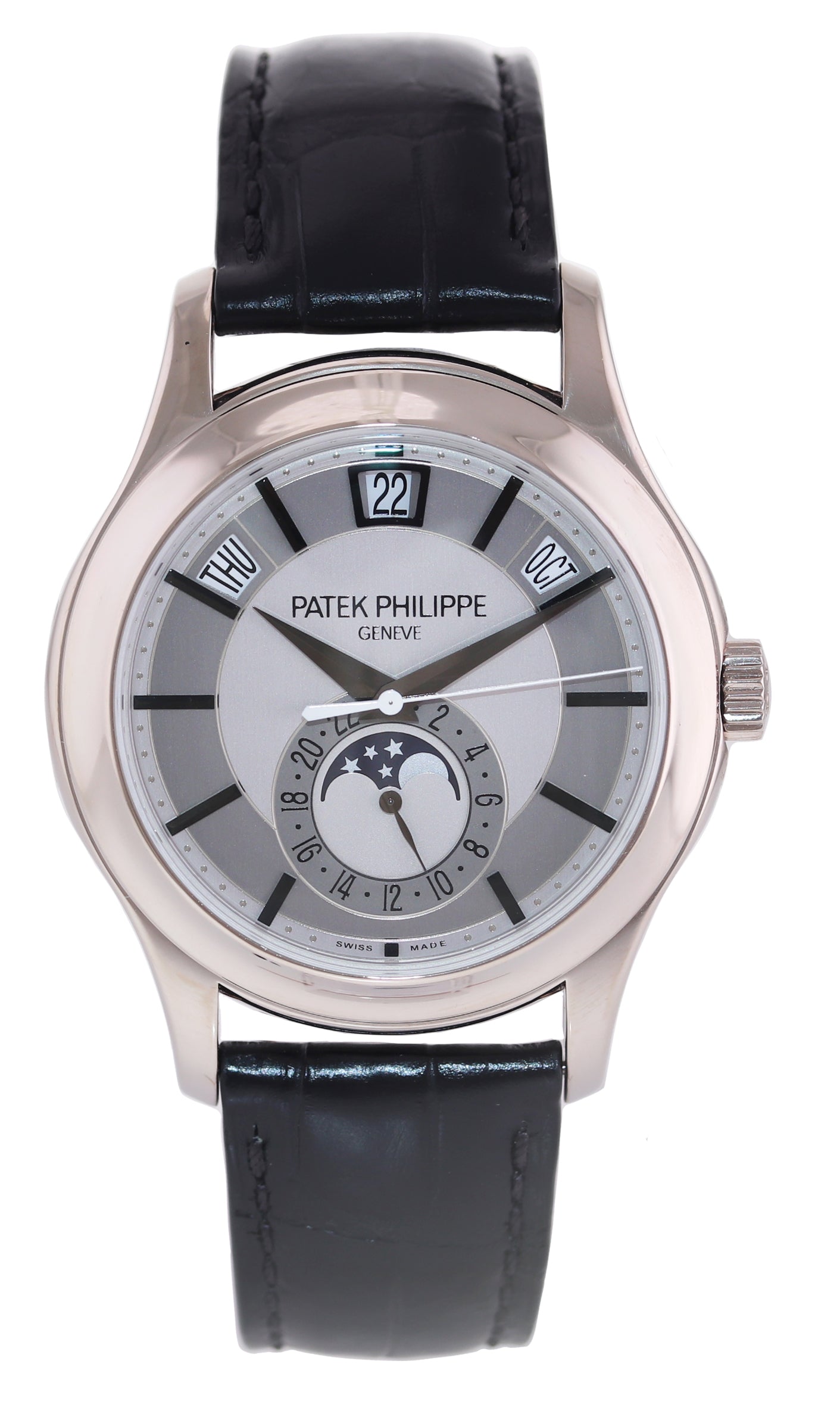 2013 PAPERS Patek Philippe 5205G White Gold Annual Calendar Moon Phase Grey Watch