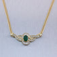 1970's Vintage Estate 14k Yellow Gold 2ctw Emerald & Diamond Pendant 18" Necklace