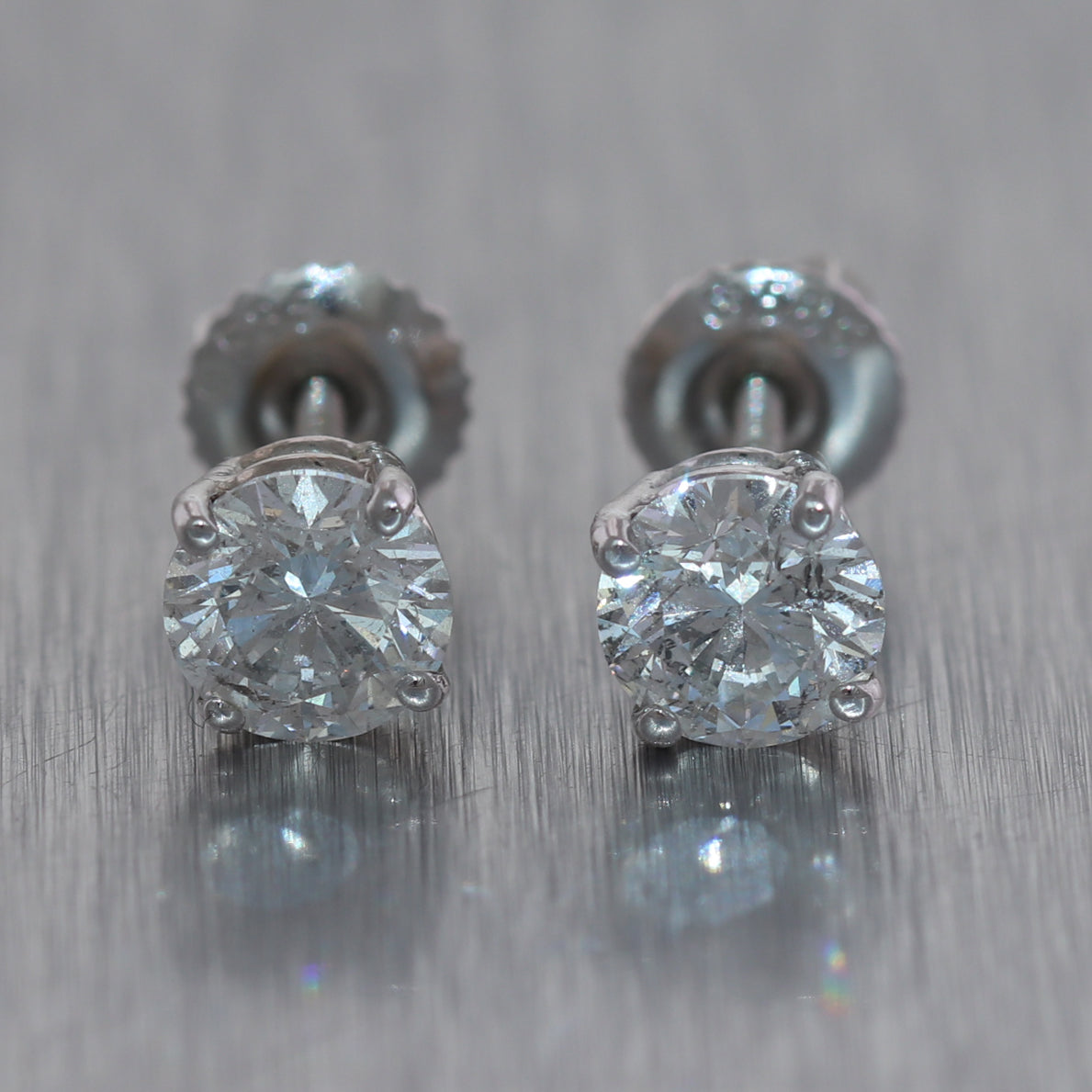 14k White Gold 1.50ctw Diamond Stud Earrings
