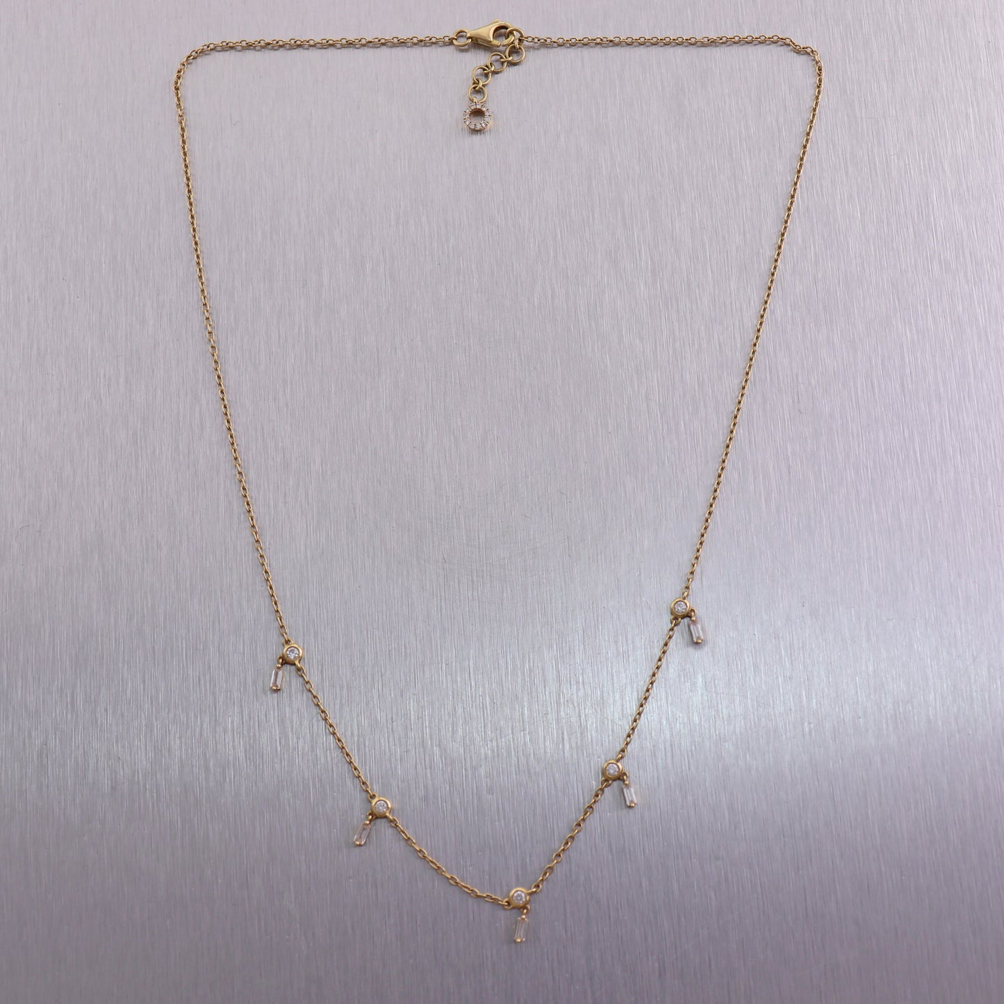 18k Yellow Gold 5 Station 0.50ctw Diamond Dangle 18" Necklace