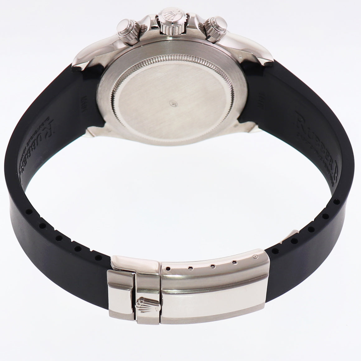 MINT Rolex Daytona White Gold Zenith 16519 Black Rubber White Arabic Dial Watch