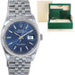 MINT 2021 PAPERS Rolex DateJust Blue Motif 126234 Steel White Gold Jubilee Watch