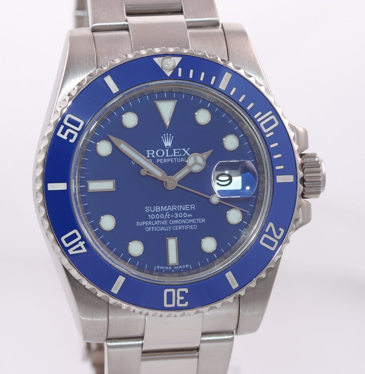 2018 Rolex Submariner Smurf 116619 18k White Gold Blue 40mm Ceramic Watch Box