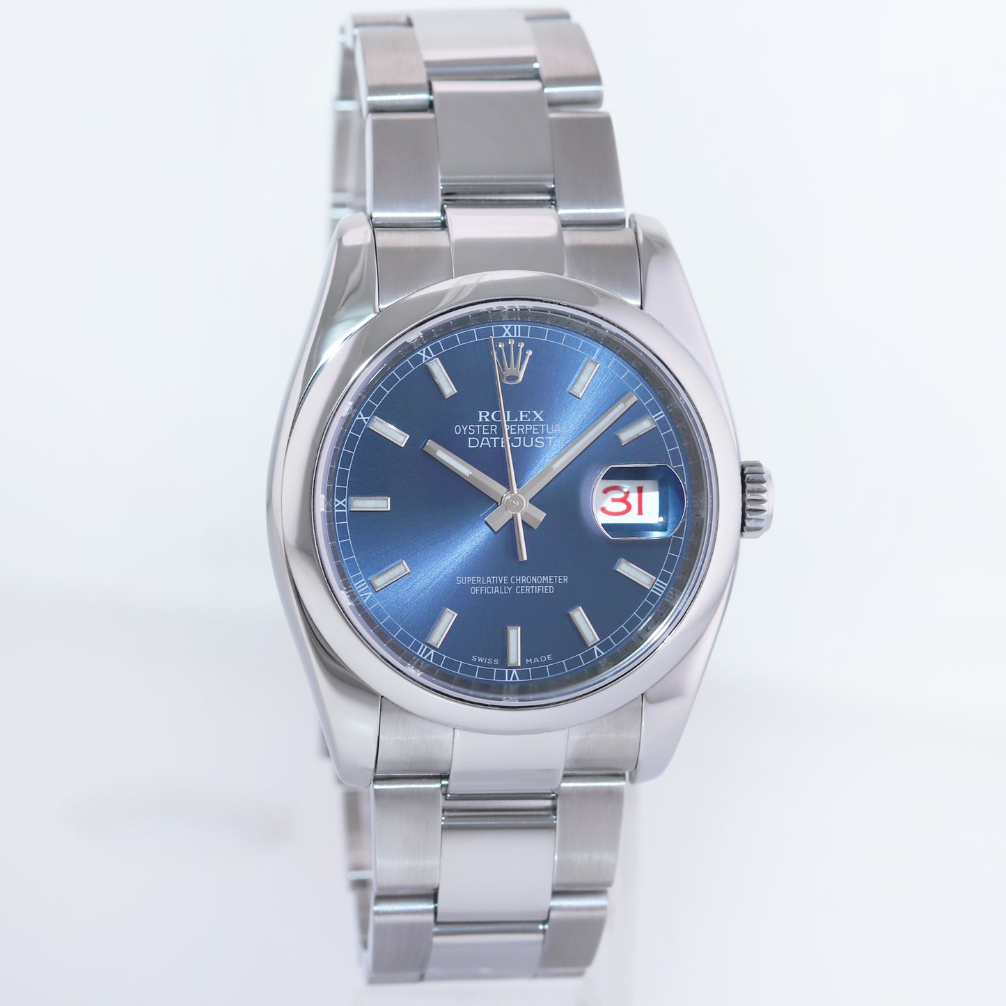PAPERS MINT Rolex DateJust 36 116200 Blue Stick Oyster Steel 36mm Watch Box