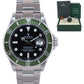 MINT 2007 Rolex 16610LV Rolex Green Submariner Kermit 40mm Black Dial Watch Box