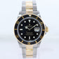 2002 GOLD BUCKLE Rolex Submariner 16613 Gold Steel Two Tone Black Dial Watch Box