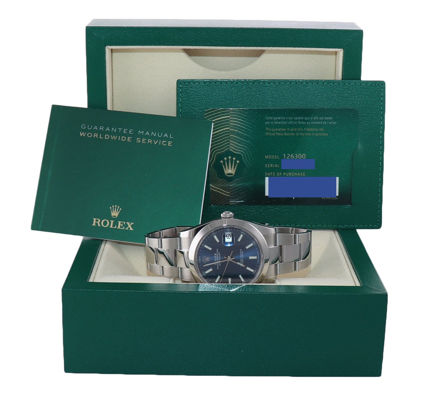 2021 NEW PAPERS Rolex DateJust 41 Steel 126300 Blue Dial Oyster 41mm Watch Box