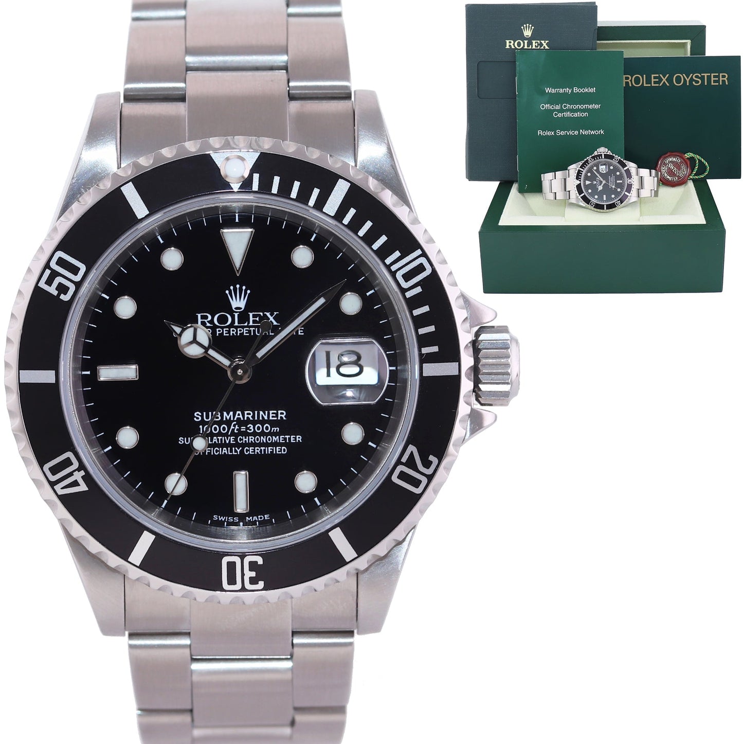 2004 MINT Rolex Submariner Date 16610 Steel Black 40mm Oyster Watch Box