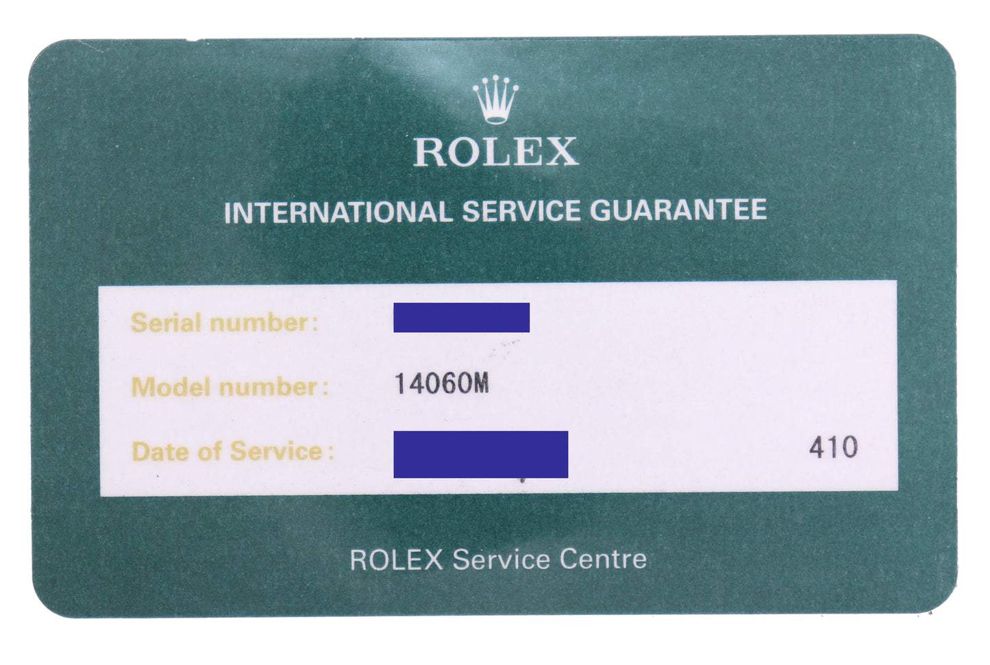 2020 ROLEX SERVICE Rolex Submariner No-Date 2 line dial 14060M Steel Black Watch Box