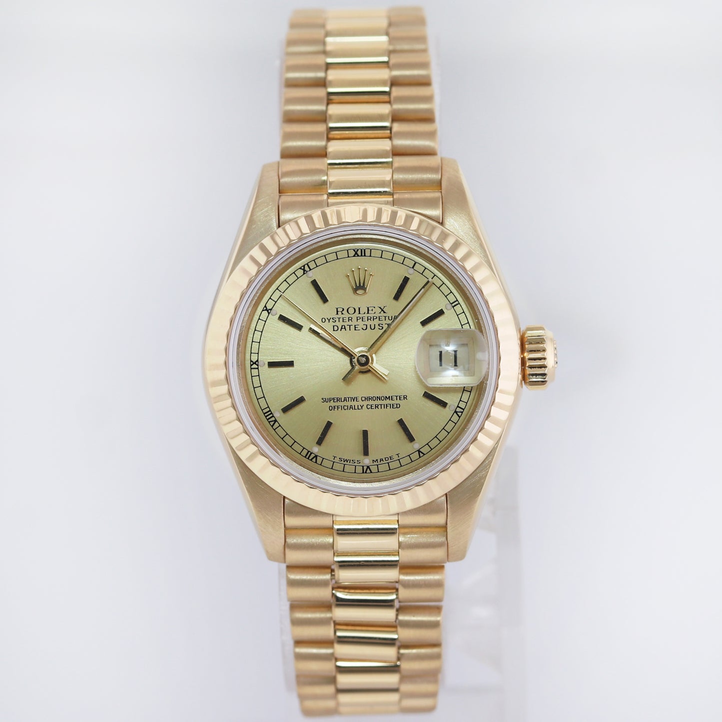 2020 RSC PAPERS Rolex DateJust Champagne President 26mm 69178 Yellow Gold Watch