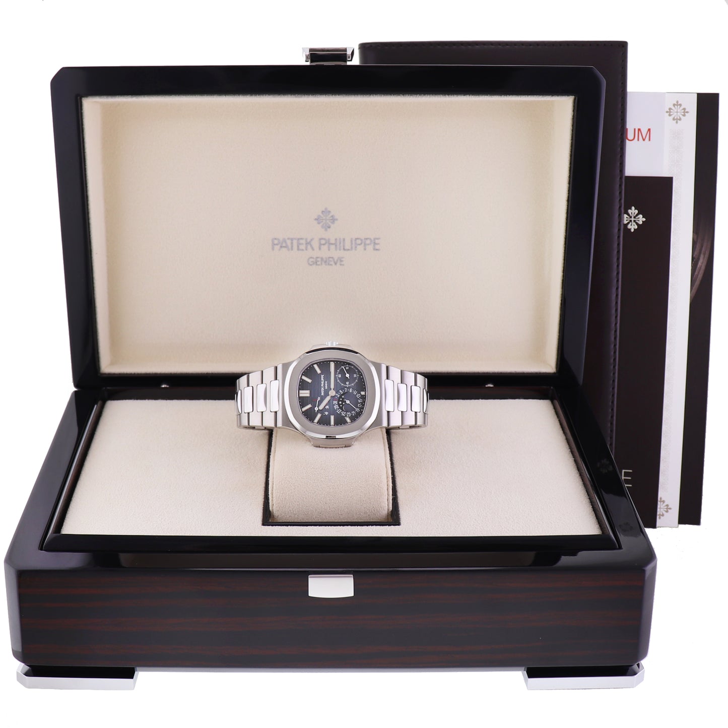 2023 NEW PAPERS Patek Philippe Nautilus Moonphase 5712a Blue Steel Watch Box