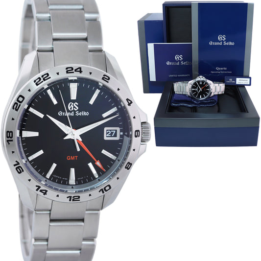PAPERS Grand Seiko Sport GMT SBGN003 Black 39mm Steel Quartz Watch Box