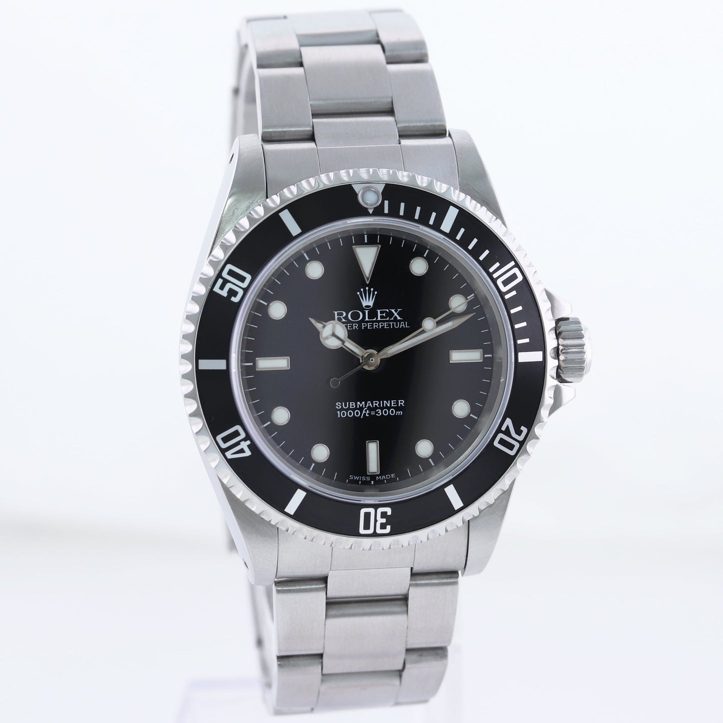 MINT 2002 Rolex Submariner No-Date 2 line dial 14060 Steel Black 40mm Watch Box