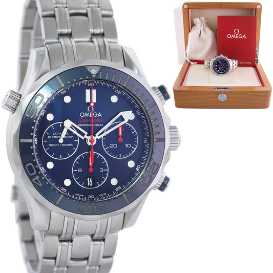 Omega Seamaster Diver 300M Chronograph 212.30.44.50.03.001 Blue 44mm Steel Watch Box