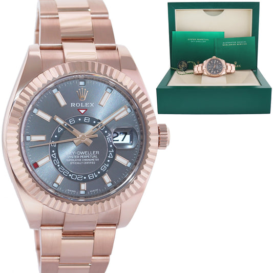 2023 NEW Rolex Sky-Dweller Rose Gold 42mm Rhodium Stick 326935 Watch Box