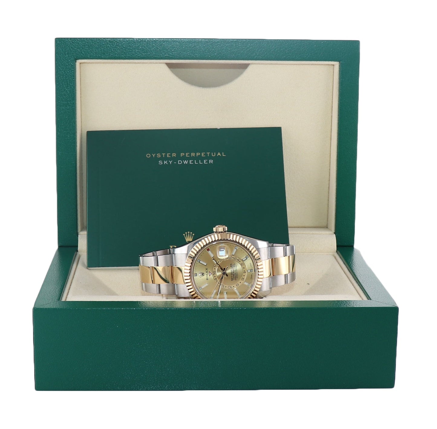 MINT 2021 Rolex Sky-Dweller 326933 Champagne Two Tone Gold Steel Watch Box