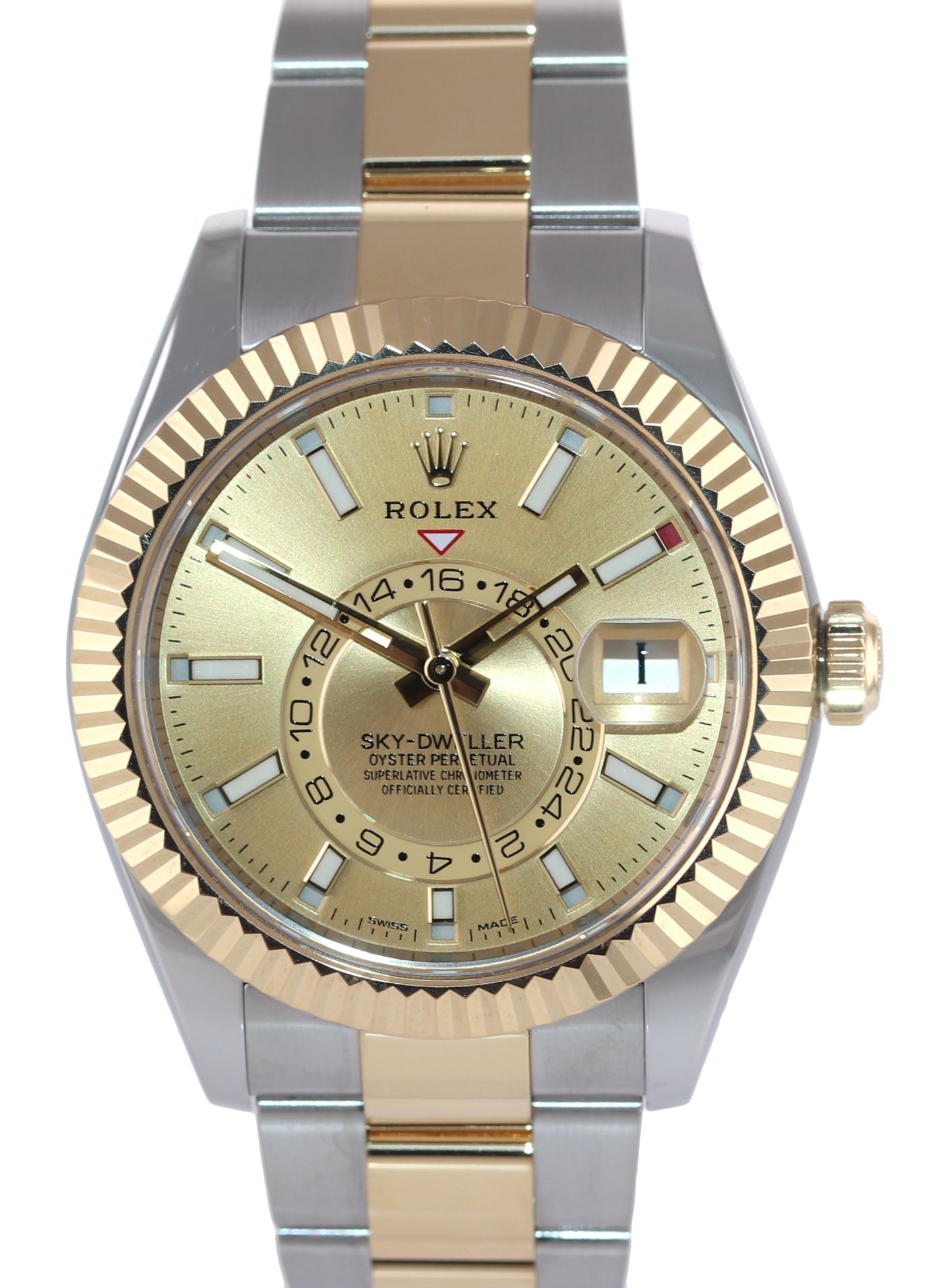 MINT 2022 Rolex Sky-Dweller 326933 Champagne Two Tone Gold Steel Watch Box