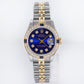 Damond Blue Sapphire Ladies Rolex DateJust 26mm 69173 Two Tone 18k Gold Watch