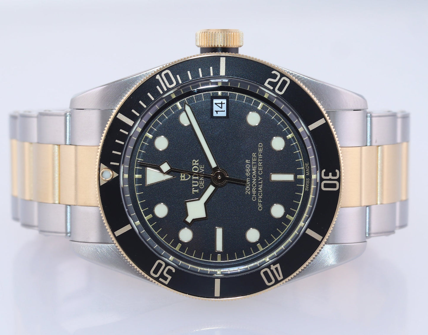 MINT Tudor Black Bay Heritage 79733N Two Tone Black 41mm Date Dive Watch