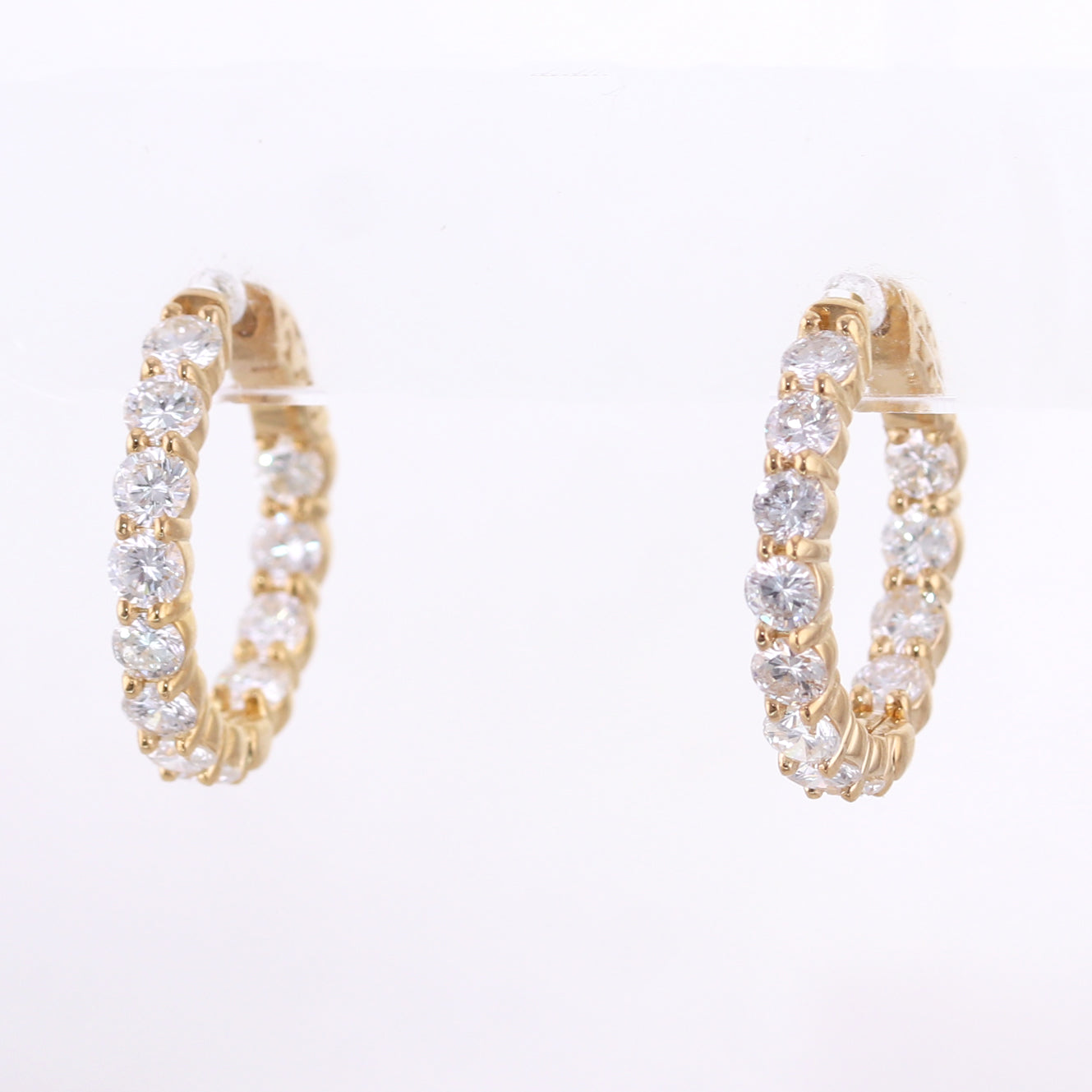 14k Yellow Gold 3.98ctw Diamond In & Out Hoop Earrings