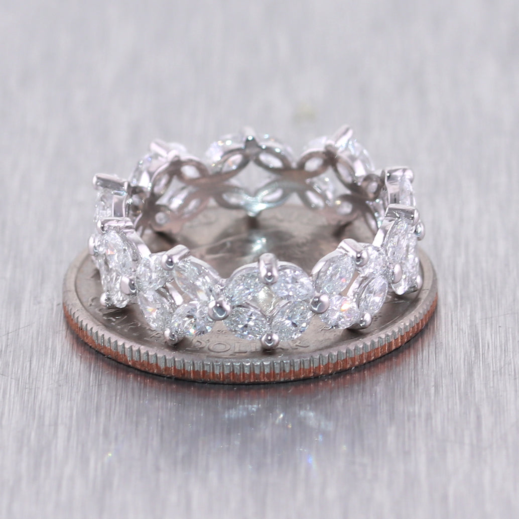 Platinum 2.59ctw Marquis Cut Diamond Eternity Wedding Band Ring