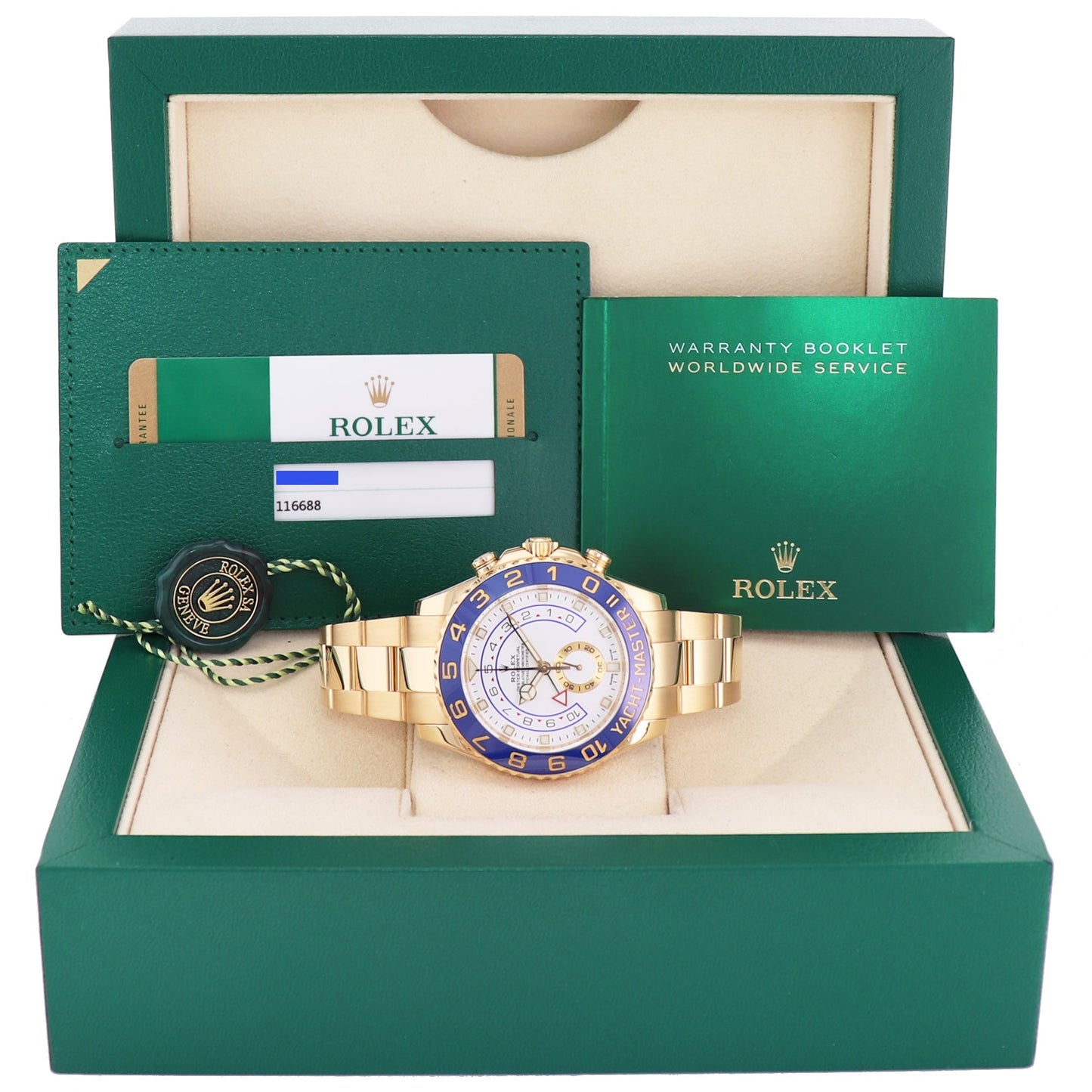 MINT PAPERS MERCEDES HANDS Rolex Yacht-Master 2 Yellow Gold 44mm 116688 Watch