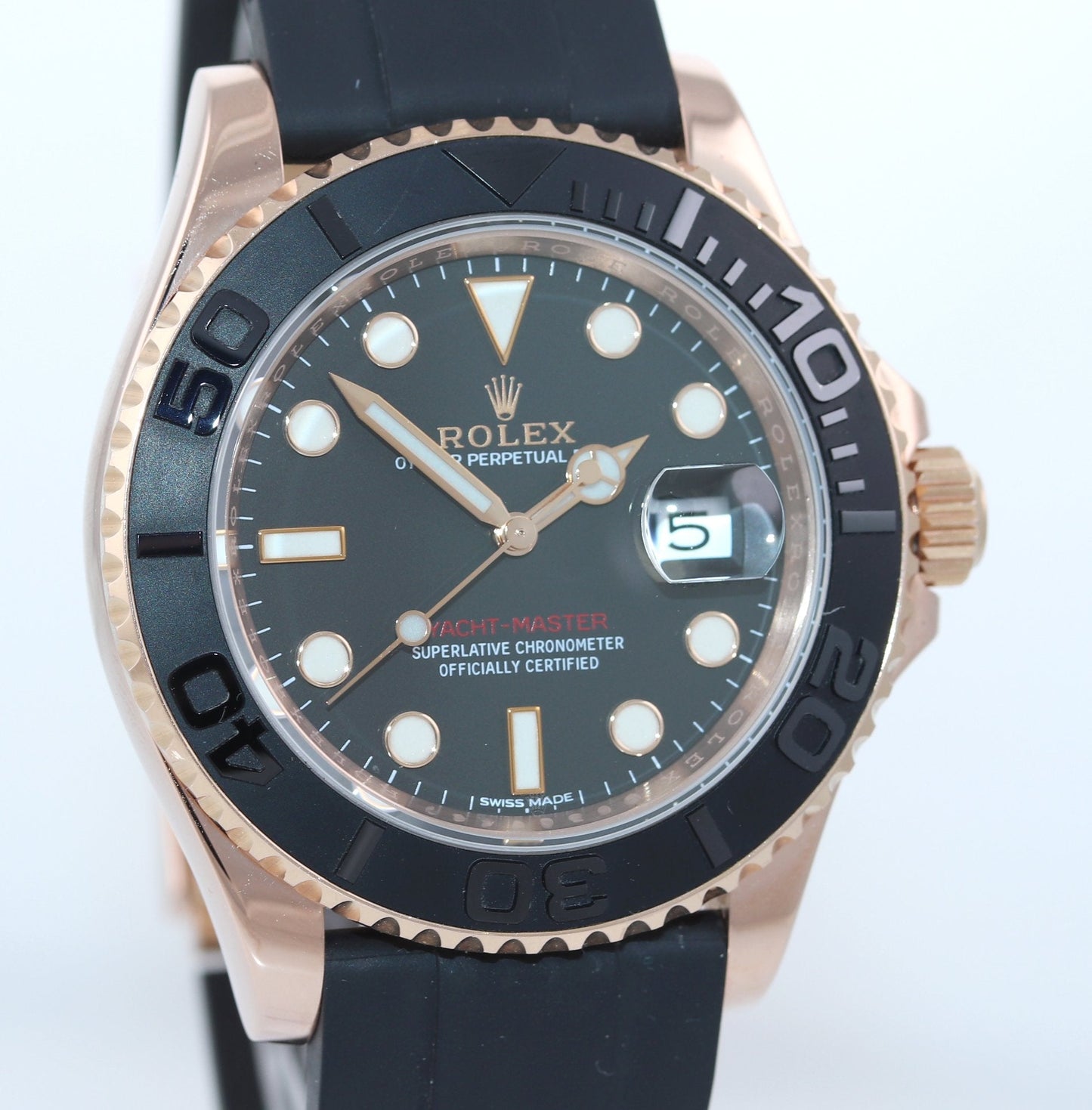 MINT 2016 Rolex Yacht-Master 116655 Everose Gold 40mm Black Oysterflex Watch Box