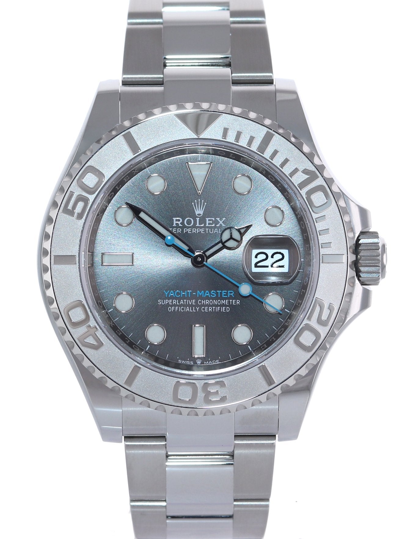 Copy of 2021 MINT Rolex Yacht-Master 126622 Steel Platinum Rhodium Blue Watch Box