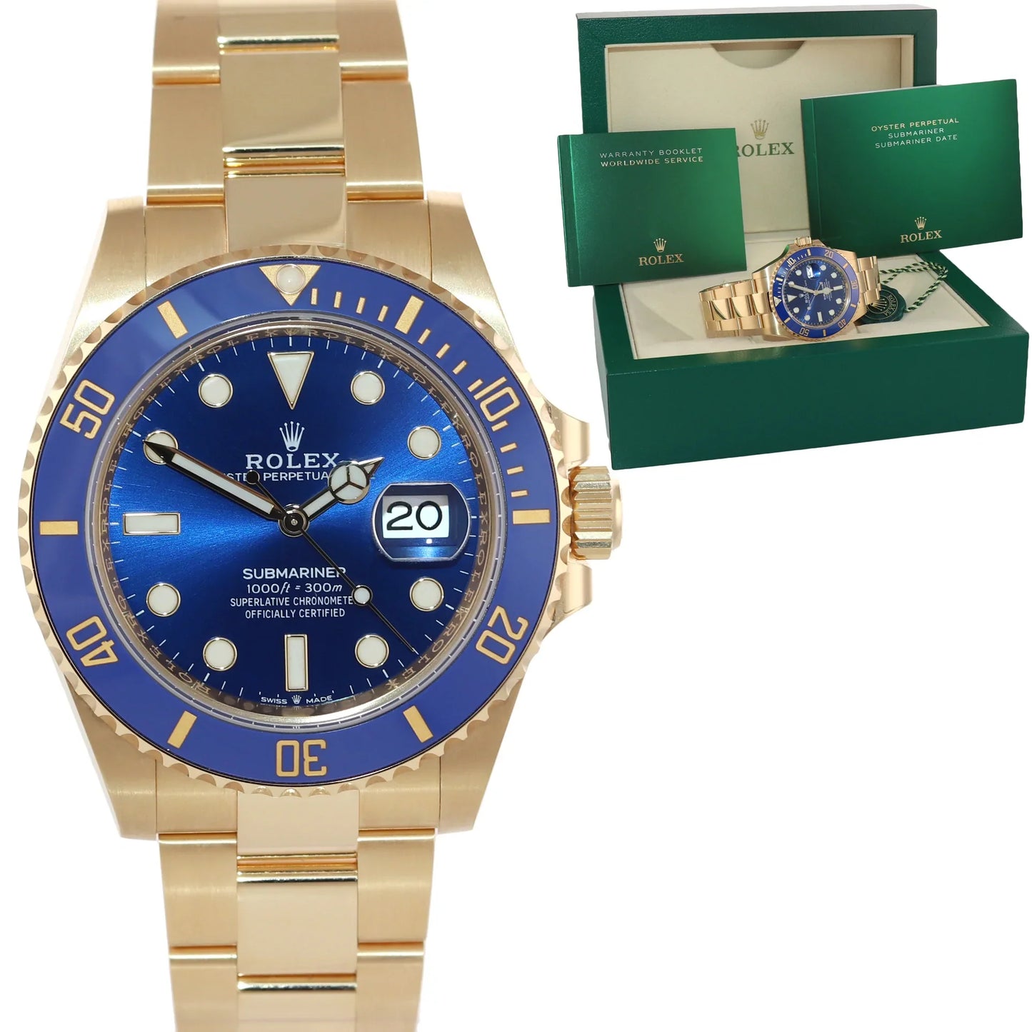 2022 UNWORN MINT Rolex Sunburst Blue Ceramic 126618 Yellow Gold 41 Watch Box
