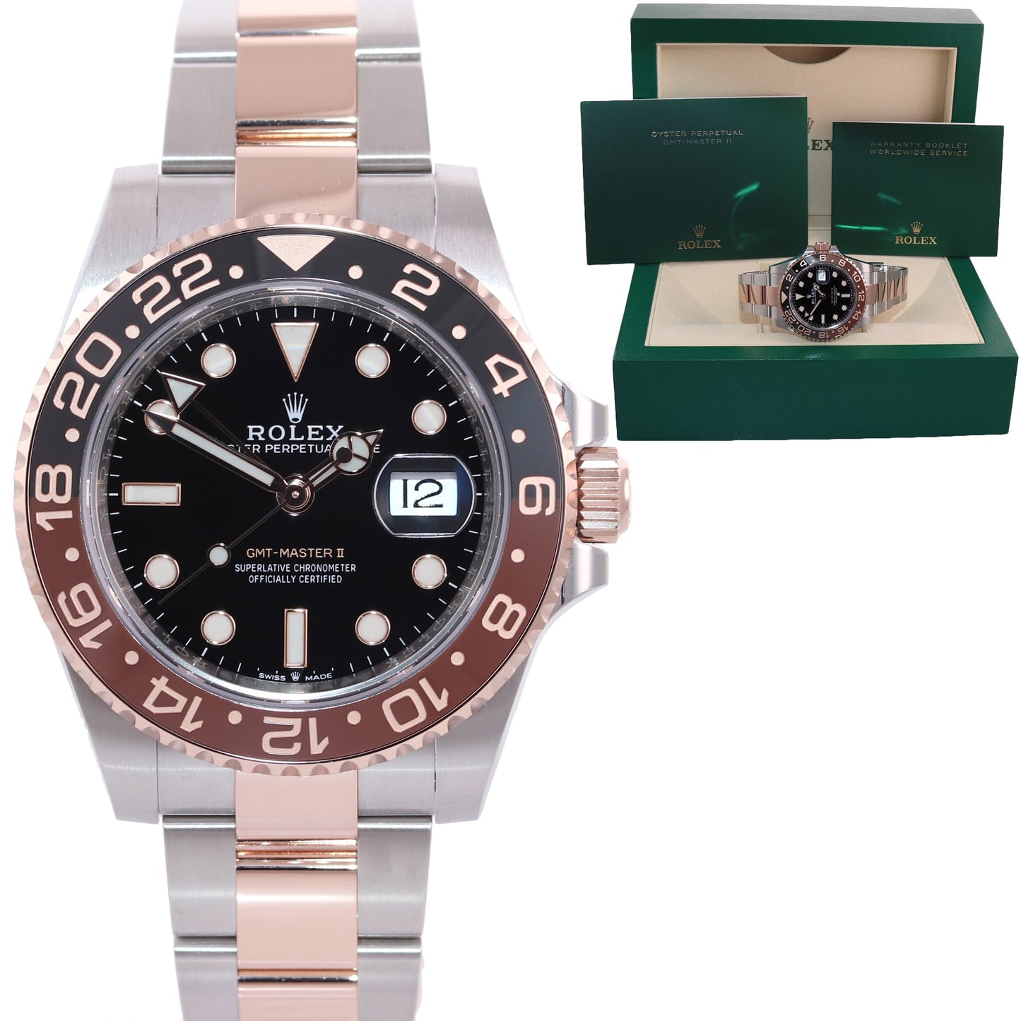 MINT 2022 Rolex GMT Master Root Beer Two Tone Rose Gold 126711 Watch Box
