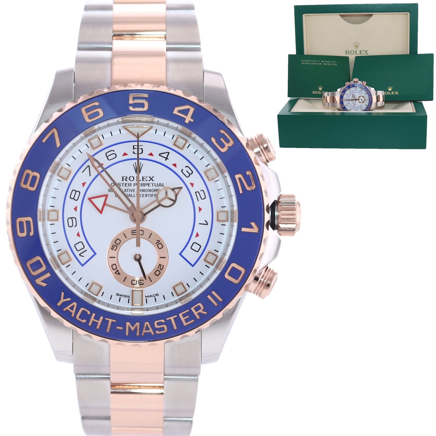 MINT 2022 Rolex Yacht-Master II 116681 Steel Everose Gold Mercedes Hands Watch Box