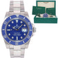 2015 Diamond Rolex Submariner Smurf 116619 White Gold Blue Ceramic Watch Box
